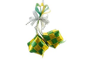 Ketupat Pita Hias Lebaran Mutiara Hijau Kuning Idul Fitri Besar 16 Cm