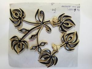 Kancing Cheongsam Imlek Emas Hitam Gold Perempuan Keras Daun Bunga 2 Pasang