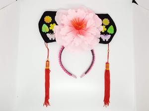 Bando Imlek Putri Huan Zhu Cina 2 Muka Bunga Hitam Merah Kuning