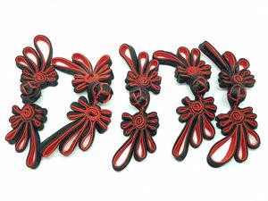 Kancing Baju Cheongsam Merah Hitam Sayap Dress Imlek Kain 5 Pasang Set
