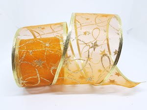 Pita Transparan Kawat Hampers Orange 6.5 Cm Lebaran Natal Kado Parcel