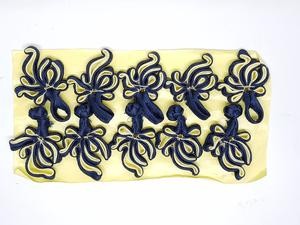 Kancing Cheongsam Baju Imlek Biru Kuning Bunga 5 Pc Jahit Kain