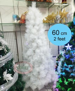 Pohon Natal 60 Cm 2 Feet Putih Salju Daun Duri Rambut 0.6 Meter Tinggi