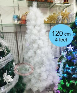 Pohon Natal 120 Cm 4 Feet Putih Salju Daun Duri Rambut 1.2 Meter Tinggi