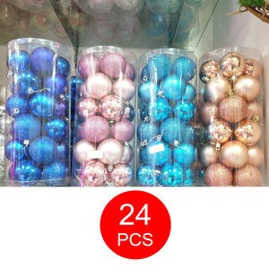 Hiasan Bola Gantung Pohon Natal 6 Cm Isi 24 Pcs Ungu Biru Pink Rose Gold