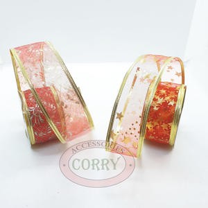 Ribbon Pita Hias Pohon Natal Imlek Merah Emas Kawat Polos 4 Cm Hampers