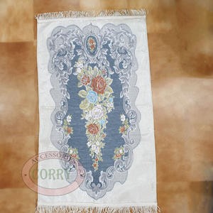Sajadah Turki Bunga Biru Krem Merah Hijau 120 X 67 Cm Tebal Import Silk Satin Bordir Dewasa