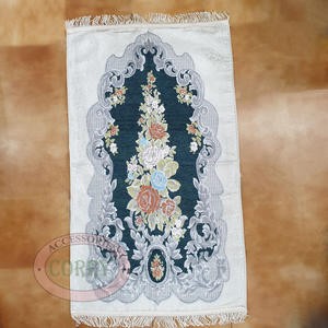 Sajadah Turki Bunga Hijau Krem Merah Biru 120 X 67 Cm Tebal Import Silk Satin Bordir Dewasa