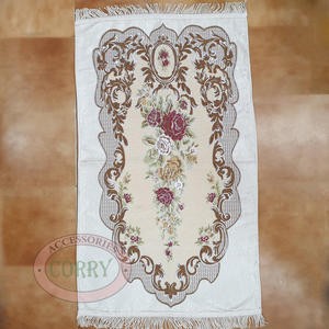 Sajadah Turki Bunga Krem Merah Biru Hijau 120 X 67 Cm Tebal Import Silk Satin Bordir Dewasa
