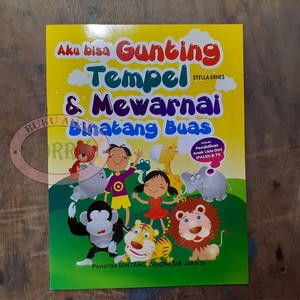 Buku Anak Belajar Gunting Tempel Mewarnai Gambar Binatang Buas PAUD TK Edukasi Murah