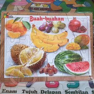 Mainan Anak Susun Puzzle Karton 18 X 25 Cm Buah Buahan Durian Edukasi Murah Jigsaw