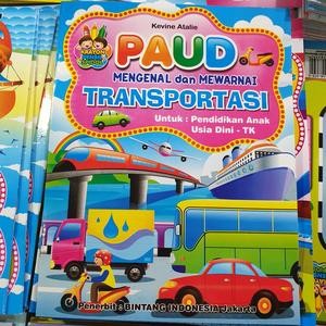 Buku Belajar Anak Mengenal Dan Mewarnai Transportasi Untuk PAUD TK Kereta Kapal Gambar Murah