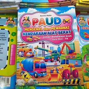 Buku Belajar Anak Mengenal Dan Mewarnai Kendaraan Alat Berat Untuk PAUD TK Gambar Murah
