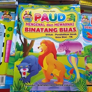 Buku Belajar Anak Mengenal Dan Mewarnai Hewan Binatang Buas Singa Untuk PAUD TK Gambar Murah