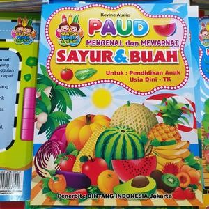 Buku Belajar Anak Mengenal Dan Mewarnai Sayur Buah Untuk PAUD TK Gambar Murah