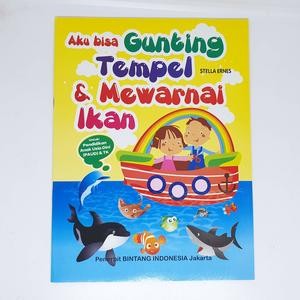 Buku Anak Belajar Gunting Tempel Mewarnai Gambar Ikan PAUD TK Edukasi Murah