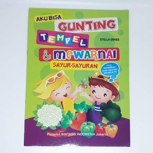 Buku Anak Belajar Gunting Tempel Mewarnai Gambar Sayur Sayuran PAUD TK Edukasi Murah