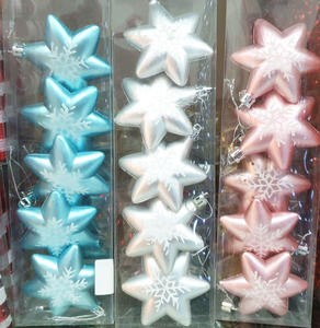 Hiasan Gantung Bintang Pohon Natal 6 Cm Emas Biru Muda Silver Pink Doff Gliter