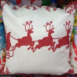 Sarung Bantal Sofa Natal 40 X 40 Cm Santa Kereta Rusa Deer Katun Tebal Christmas