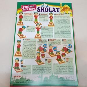 Karton Gambar Edukasi Anak Tata Cara Sholat Pria Hijau 34 X 49 Cm Dinding Tembok Murah