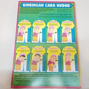 Karton Gambar Edukasi Anak Bimbingan Cara Wudhu Perempuan Hijau 34 X 49 Cm Dinding Tembok Murah
