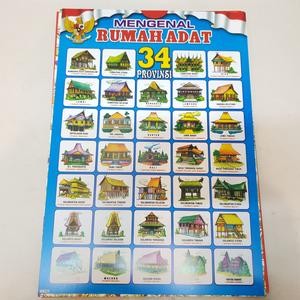 Karton Gambar Edukasi Anak Gambar Rumah Adat 34 X 49 Cm Dinding Tembok Murah