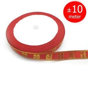 Pita Shuang Xi Wedding Sangjit Perkawinan Merah Gold 1 Cm 12 Meter Rol Emas Kain