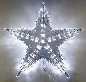 Hiasan Top Bintang Lampu LED Pohon Natal Putih Merah Biru Nyala 20 Cm
