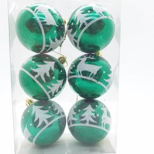 Bola Gantung Pohon Natal 6 Cm Isi 6 Pcs Hijau Glossy Mengkilap Glitter