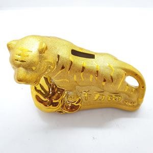 Patung Harimau Sio Macan Celengan Imlek Emas Keramik 14 Cm Imlek Pajangan Meja Dekorasi Sincia