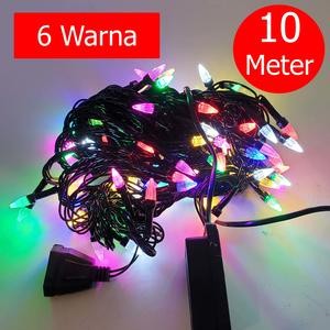 Lampu Pohon Natal Warna Warni Lancip 10 Meter Kelap Kelip Kabel Hitam Hijau Merah Biru
