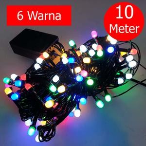 Lampu Pohon Natal Warna Warni Rainbow 10 Meter Kelap Kelip Kabel Tebal Hitam Hijau Merah Biru Kuning Putih