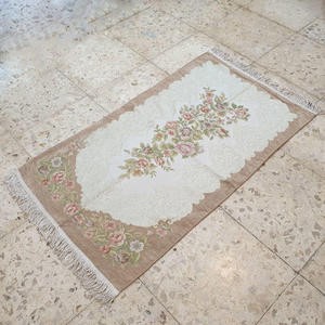 Sajadah Turki Bunga Coklat Krem 120 X 70 Cm Tebal Lapis Bordir Premium Turky