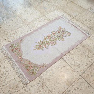 Sajadah Turki Bunga Pink Krem 120 X 70 Cm Tebal Lapis Bordir Premium Rug Pray Turky