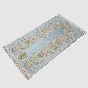 Sajadah Turki Premium Biru Bunga Daun Ranting 120 X 70 Cm Tebal Lapis Bordir Rug Pray Turky