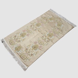 Sajadah Turki Premium Krem Coklat Bunga Daun Ranting 120 X 70 Cm Tebal Lapis Bordir Rug Pray Turky