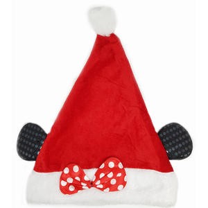 Topi Natal Santa Claus Tebal Bulu Dewasa Lucu Pita Merah Kuping Hitam Telinga Sayap Minnie