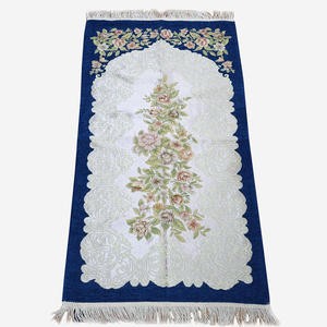 Sajadah Turki Bunga Biru Pink Krem 120 X 70 Cm Tebal Lapis Bordir Premium Rug Pray Turky Gerbang Ukir