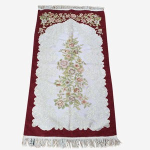 Sajadah Turki Bunga Merah Pink Krem 120 X 70 Cm Tebal Lapis Bordir Premium Rug Pray Turky Gerbang Ukir