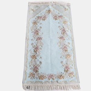 Sajadah Premium Turki Biru Muda 120 X 70 Cm Gerbang Bunga Tebal Lapis Bordir Premium Rug Pray Turky