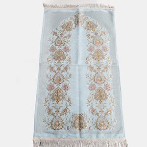 Sajadah Turki Premium Biru Doff Bunga Daun Ranting 120 X 70 Cm Tebal Lapis Bordir Rug Pray Turky
