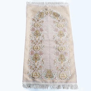 Sajadah Turki Premium Krem Doff Bunga Daun Ranting 120 X 70 Cm Tebal Lapis Bordir Rug Pray Turky
