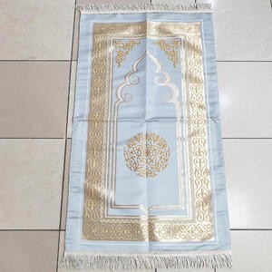 Sajadah Turki Gerbang Batik Bulat Emas Hitam Abu 120 X 70 Cm Lapis Bordir Rug Pray Turky