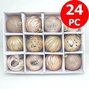 Bola Pohon Natal 6 Cm Isi 24 Pc Merah Pink Glitter Gantungan Dekorasi Glossy Mengkilap