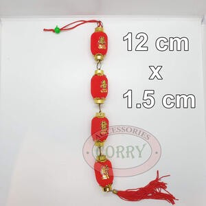 Lampion Bulat Gantungan 12 Cm Imlek Merah Fu Emas Bludru Pohon Meihwa Sakura Murah