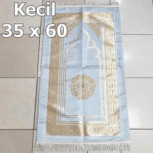 Sajadah Kepala Kecil Gerbang Biru Emas 35 X 60 Cm Premium Lapis