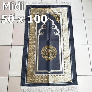 Sajadah Midi Premium Gerbang Gold Emas Biru Muda Hitam 100 X 50 Cm Mekah Turki