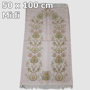 Sajadah Midi Premium Bunga Keriting Pink Glossy 100 X 50 Cm Turki Turky