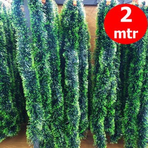 Slinger Rumput Hijau Tua Muda 9 Cm 2 Meter Dekorasi Murah Tinsel Garland Pohon Natal