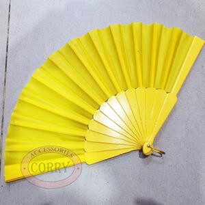 Kipas Kuning Dekorasi Polos 23 Cm Hampers Parcel Dekorasi Kado Imlek Lebaran